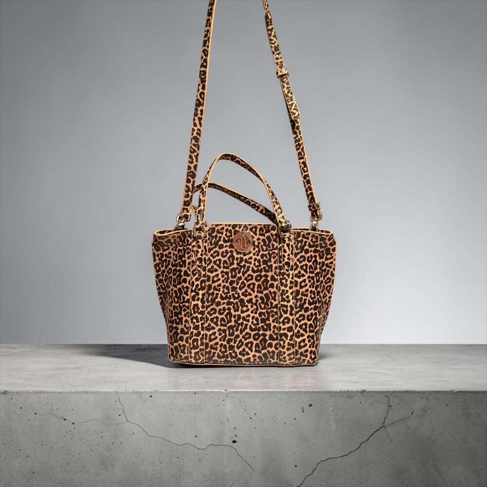 Cole Haan Leopard Print Leather Mini Tote Crossbody Bag